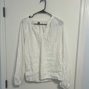Old Navy White Puff Sleeve Wrap Blouse